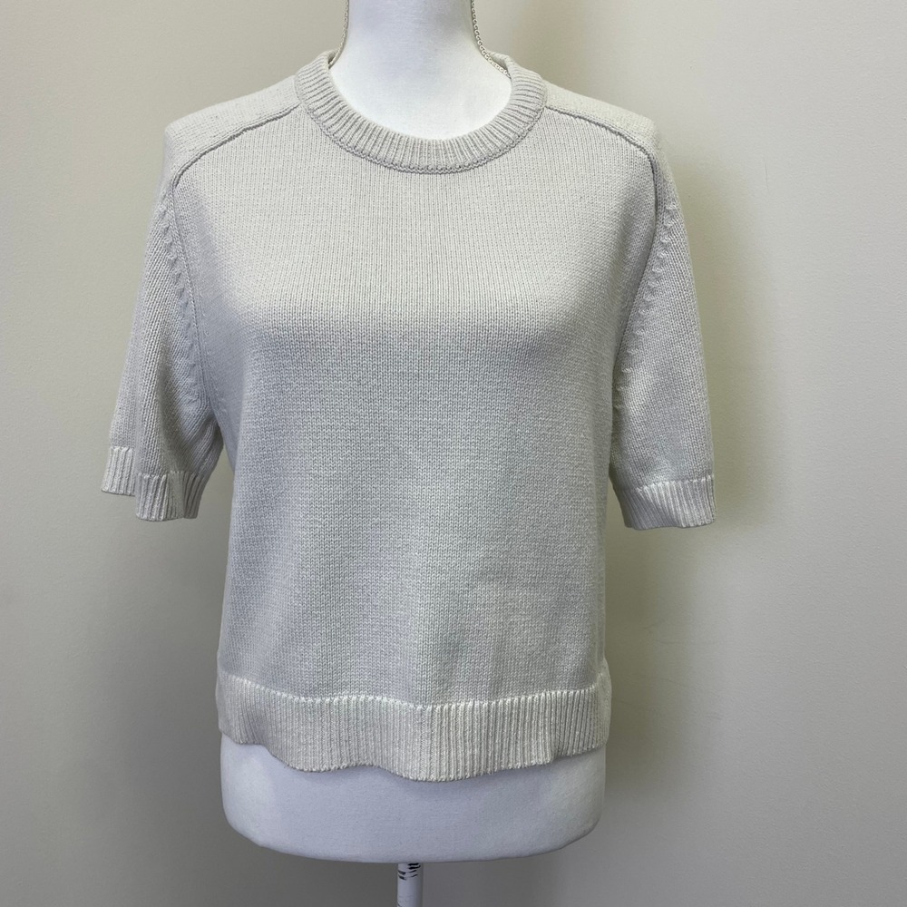 Abercrombie & Fitch Cream Short-Sleeve Crewneck Sweater
